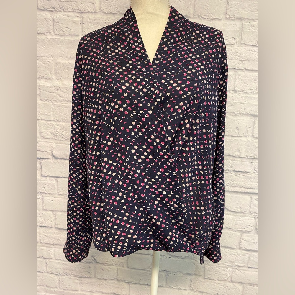 Pleione Crossover Draped Long Sleeve Blouse Size Large